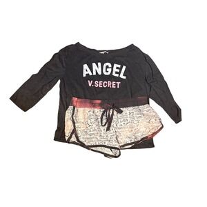 Victoria's Secret Angel V Secret Gray Long Sleeve Pajama Set Top Shorts L